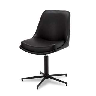 Kunstleder Stühle in Schwarz drehbar (2er Set)