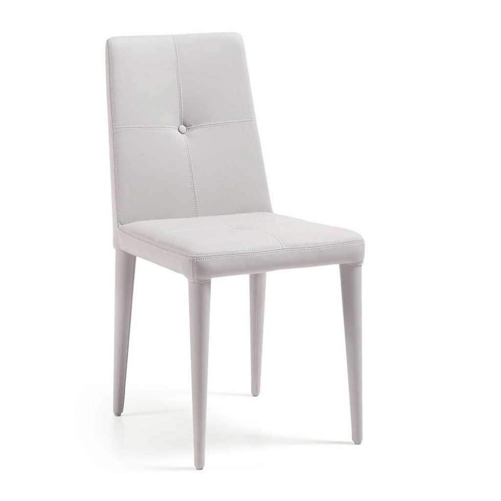 Gepolsterte Stühle in Weiß Kunstleder modern (2er Set)