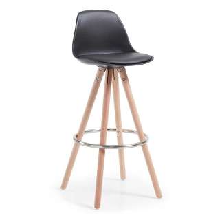 Barstühle in Schwarz Kunststoff Massivholzgestell aus Buche (2er Set)