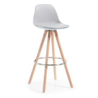 Schalensitz Barstühle in Weiß Kunststoff Massivholzbeinen aus Buche (2er Set)