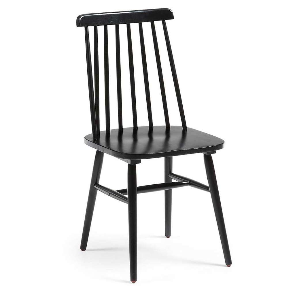 Küchenstühle in Schwarz massiv lackiert (2er Set)