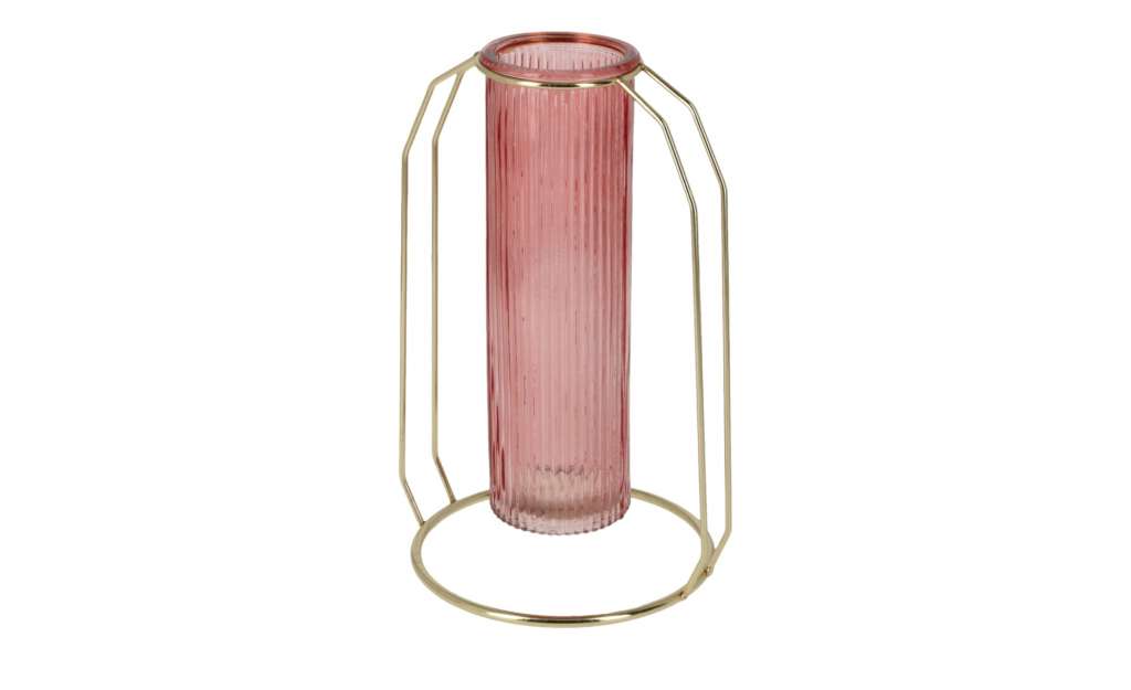 Vase ¦ rosa/pink ¦ Glas , Metall ¦ Maße (cm): B: 13,7 H: 13 T: 13,2 Ø: 13.7 Dekoration > Vasen - Höffner