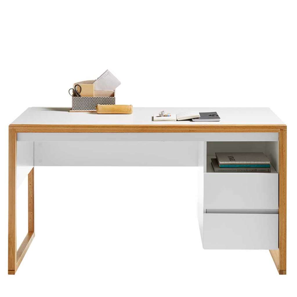 Büroschreibtisch in Weiß und Eichefarben Skandi Design