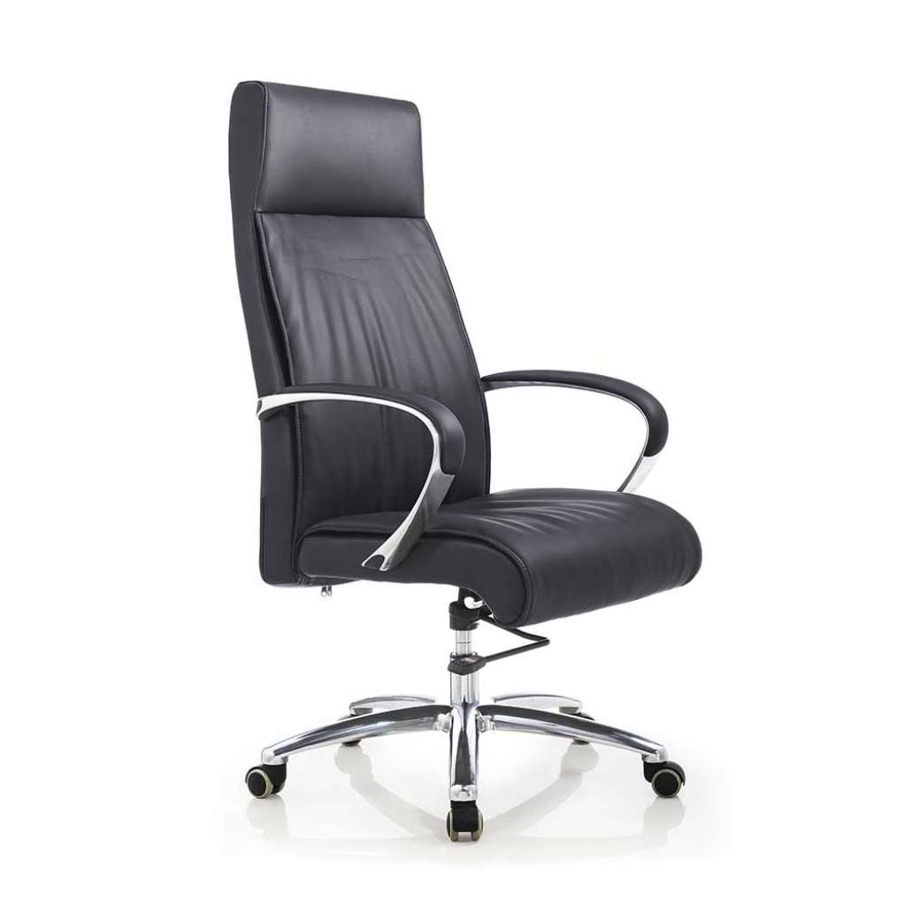 Ergonomischer Bürostuhl aus Echtleder Schwarz