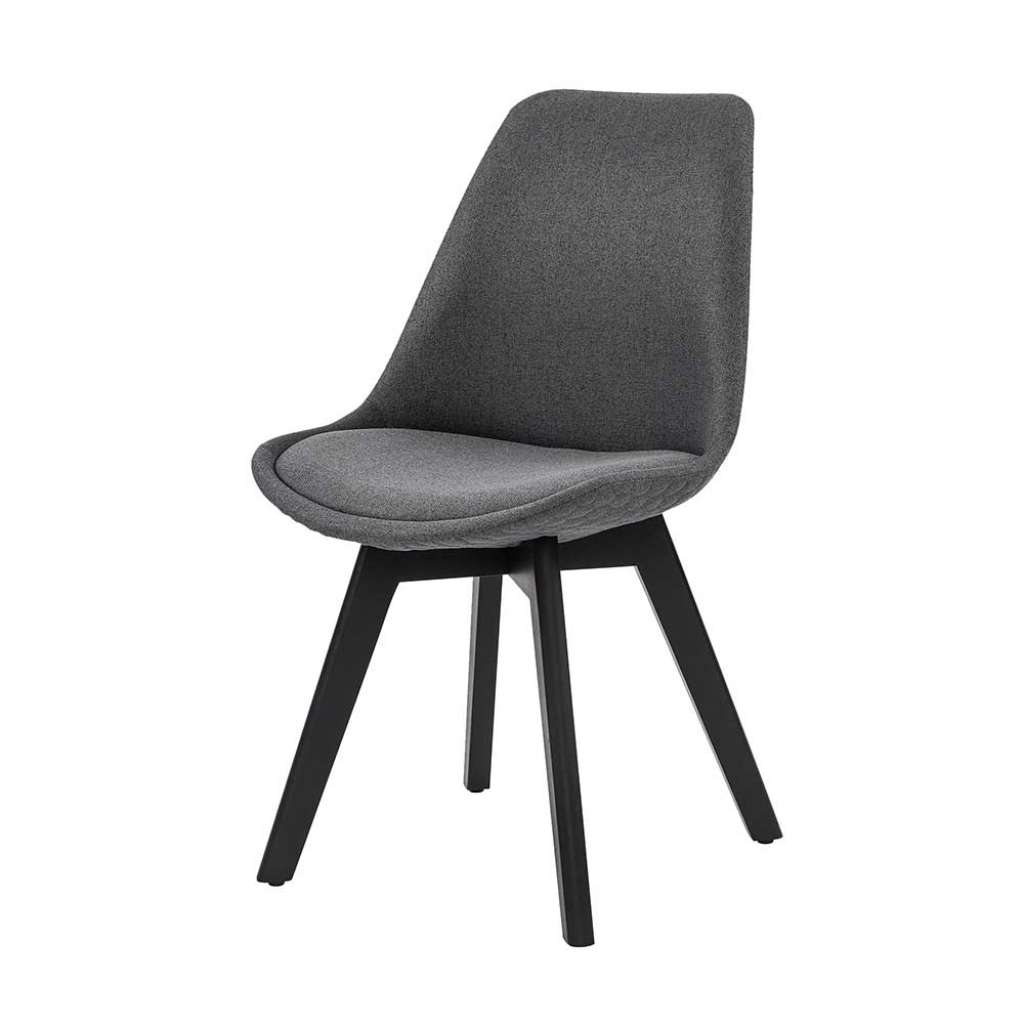 Esstisch Stühle in Grau Webstoff Massivholzgestell in Schwarz (2er Set)