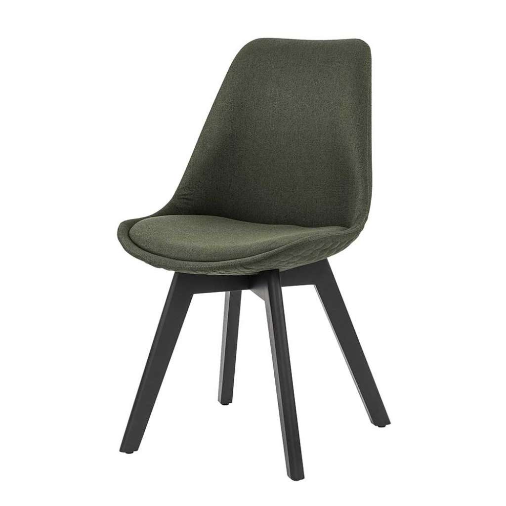 Esszimmer Polsterstühle in Dunkelgrün Webstoff modern (2er Set)