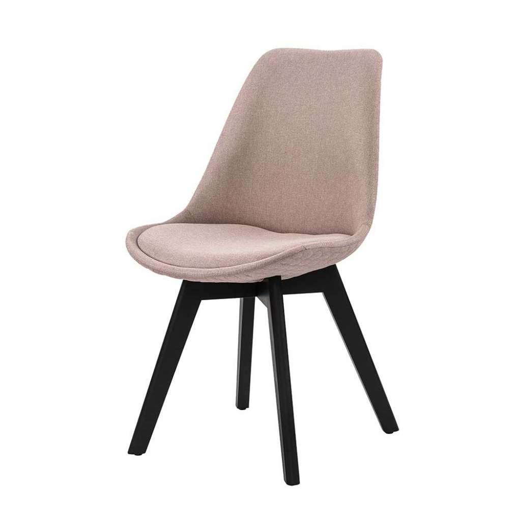Küchenstühle in Altrosa Webstoff schwarzem Massivholzgestell (2er Set)
