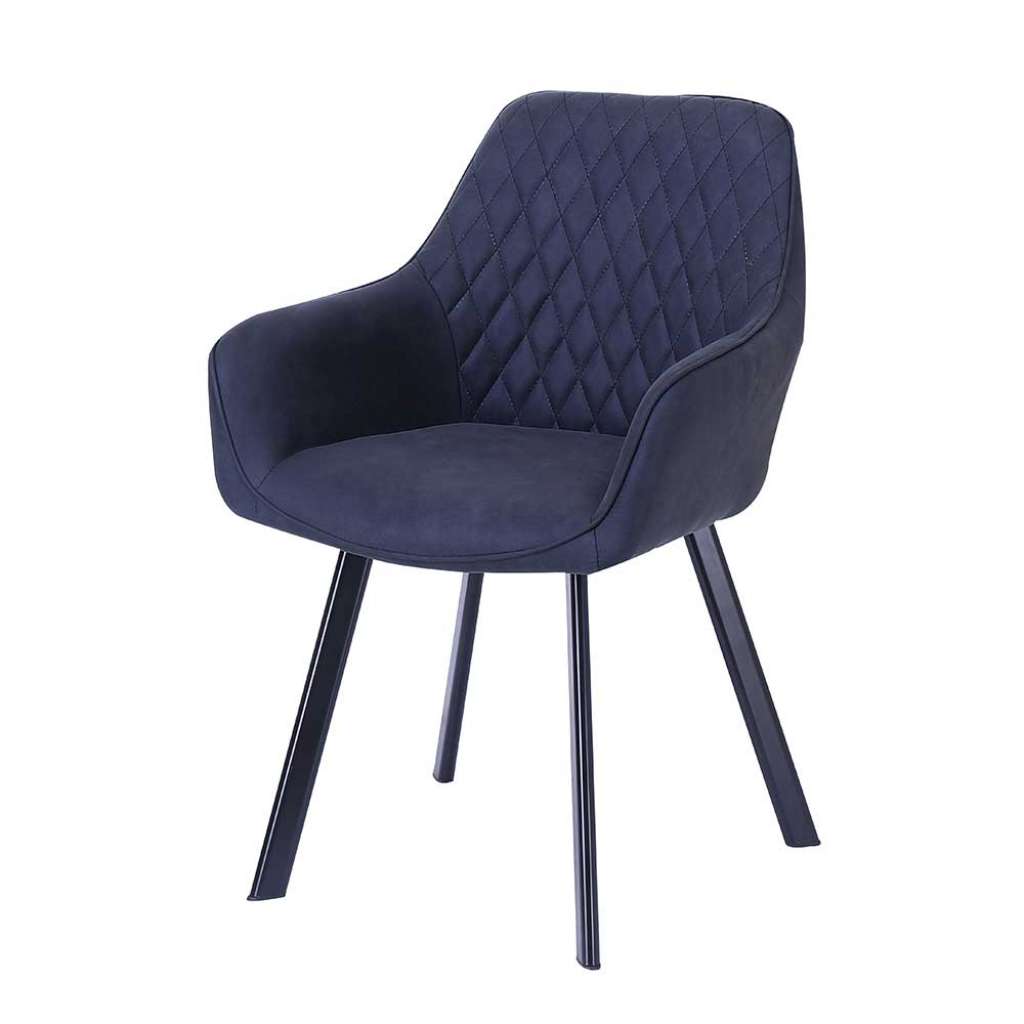 Esstisch Stühle in Blau Microfaser Armlehnen (2er Set)