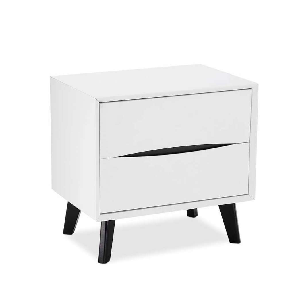 Nachtschrank in Weiß und Schwarz 55 cm hoch