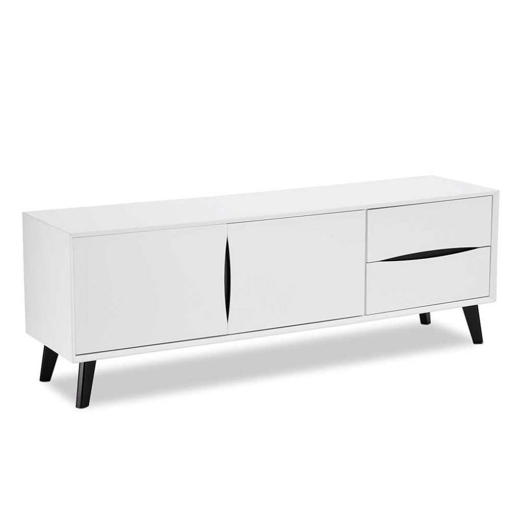 TV Tisch in Weiß und Schwarz 160 cm breit