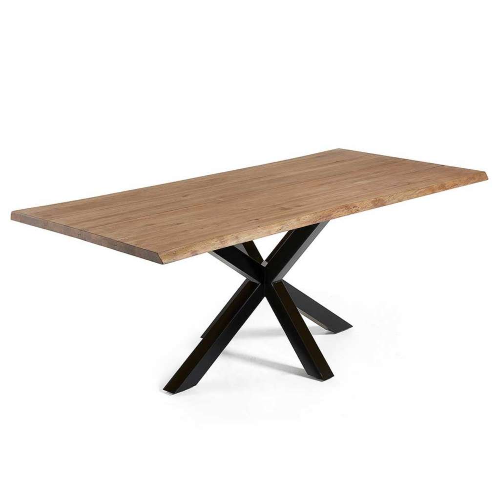 Esszimmer Tisch in Eiche antik furniert schwarzem Spider Gestell