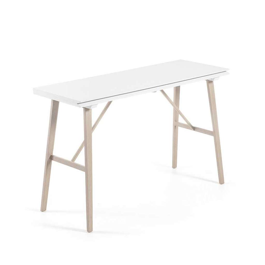 Flur Konsolentisch in Weiß und Holz Naturfarben Skandi Design