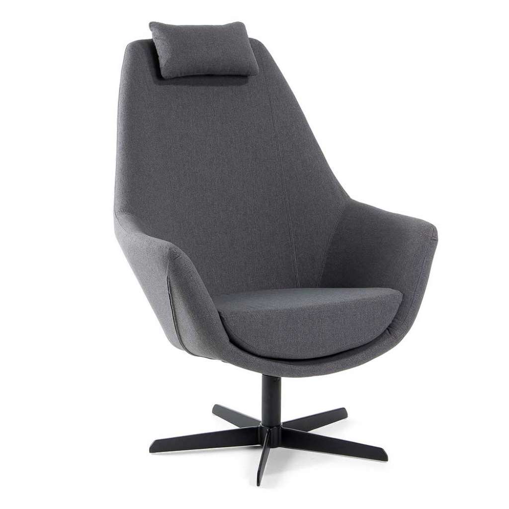 Wohnzimmer Sessel in Dunkelgrau Webstoff Skandi Design