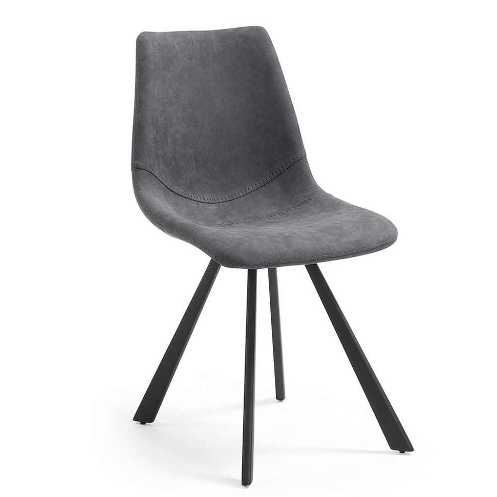 Kunstleder Stühle in Dunkelgrau Metallgestell (2er Set)