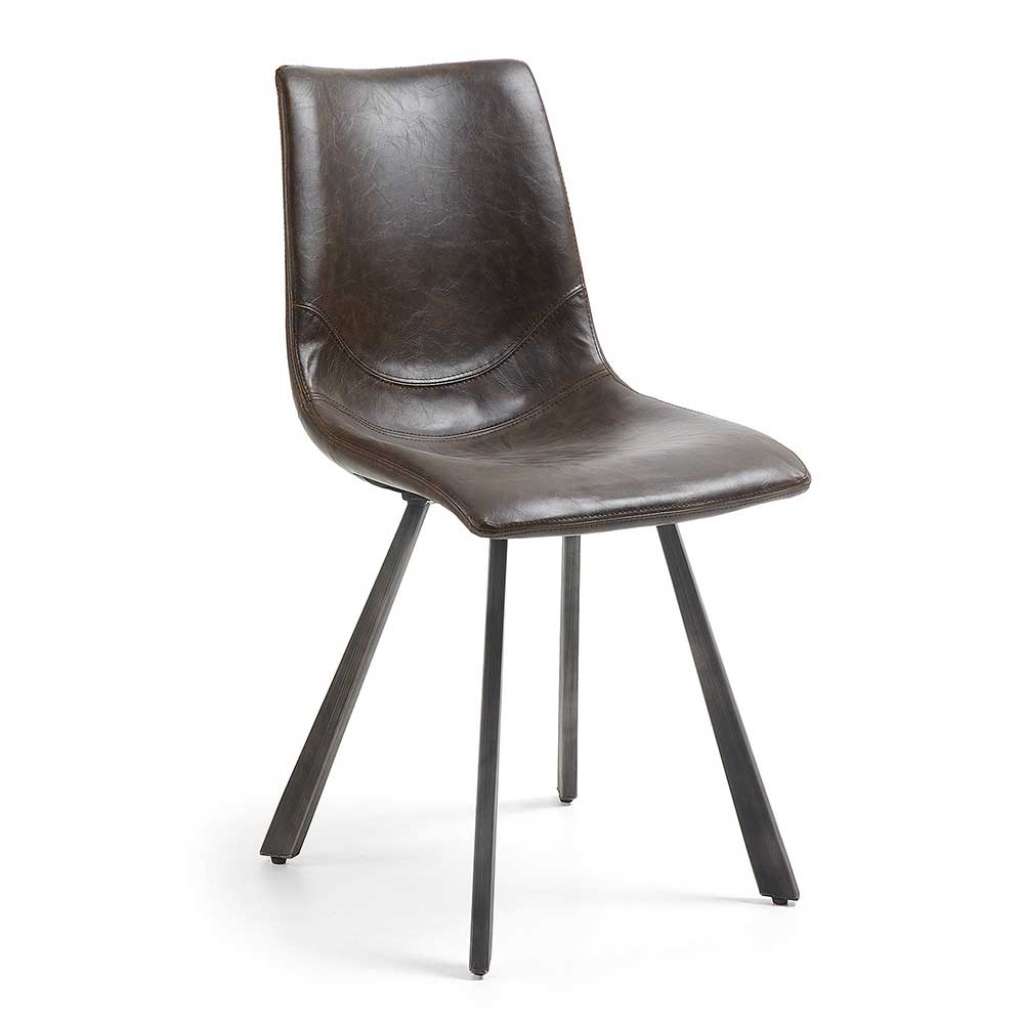 Küchenstühle in Dunkelbraun Kunstleder Metallgestell (4er Set)