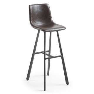 Barstühle in Dunkelbraun Kunstleder modern (2er Set)
