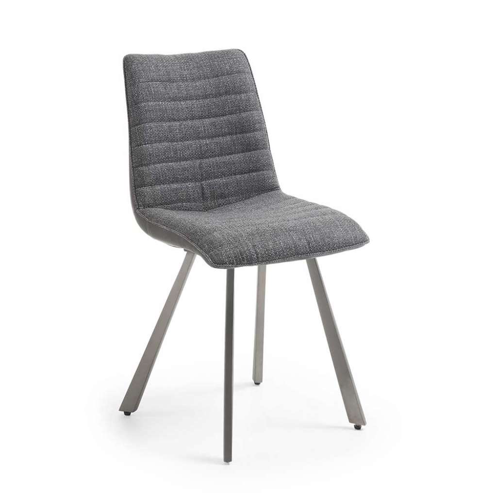 Polsterstühle in Dunkelgrau Webstoff und Kunstleder (4er Set)