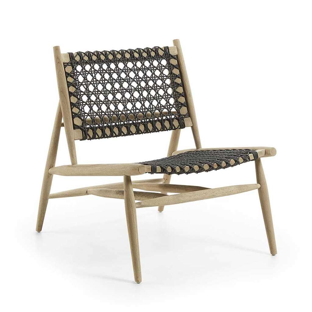 Flecht Lounge Sessel aus Teak Massivholz Kordel Geflecht