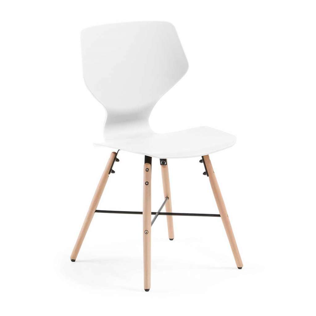 Esstisch Stühle in Weiß Kunststoff und Buche Massivholz (4er Set)