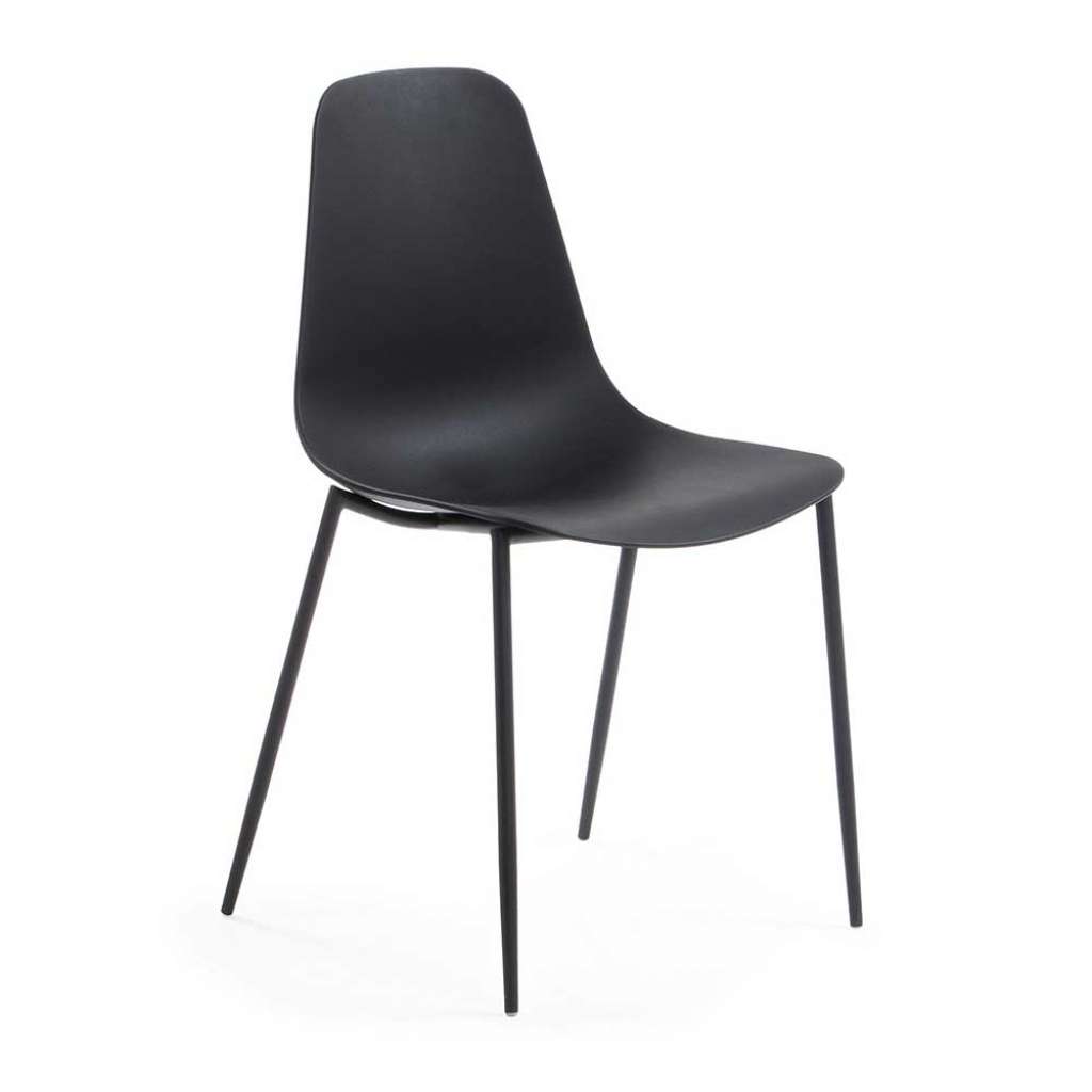 Esstisch Stühle in Schwarz Kunststoff und Stahl (4er Set)