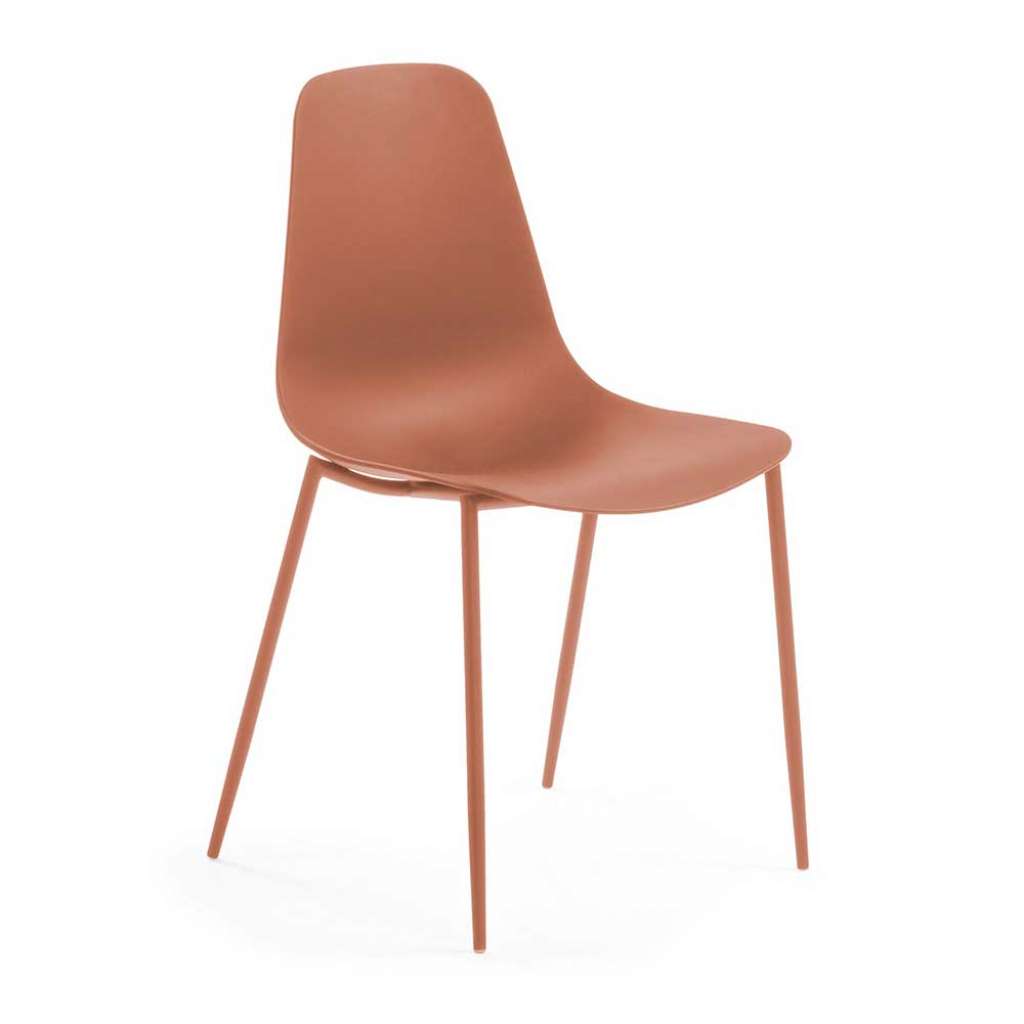 Kunststoff Stühle in Orange Metallgestell (4er Set)