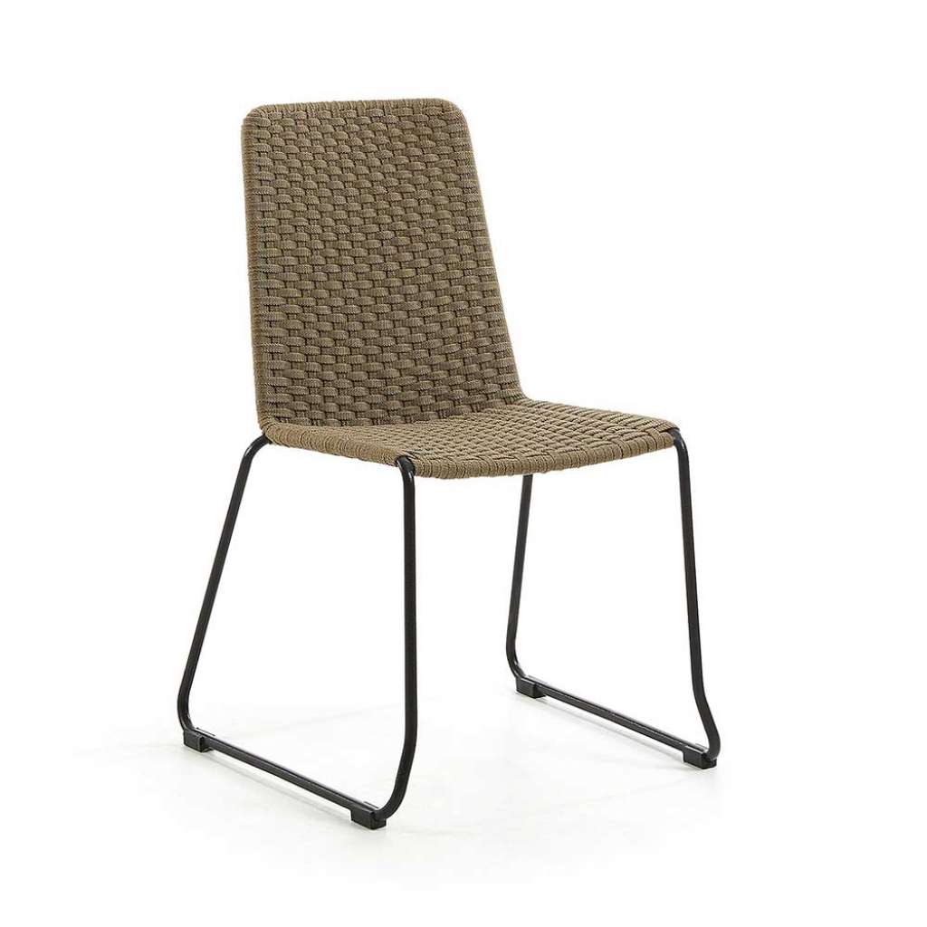 Kordel Geflecht Stühle in Beige Metallbügeln (4er Set)