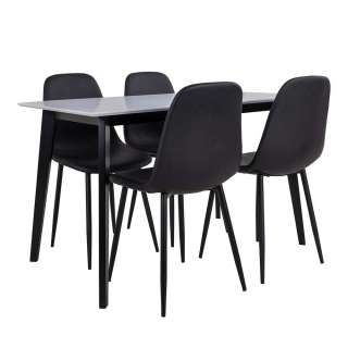 Tischgruppe in Schwarz und Weiß Skandi Design (5-teilig)