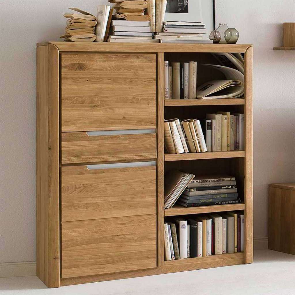 Echtholz Regal in Eiche Bianco geölt und gewachst zwei Türen