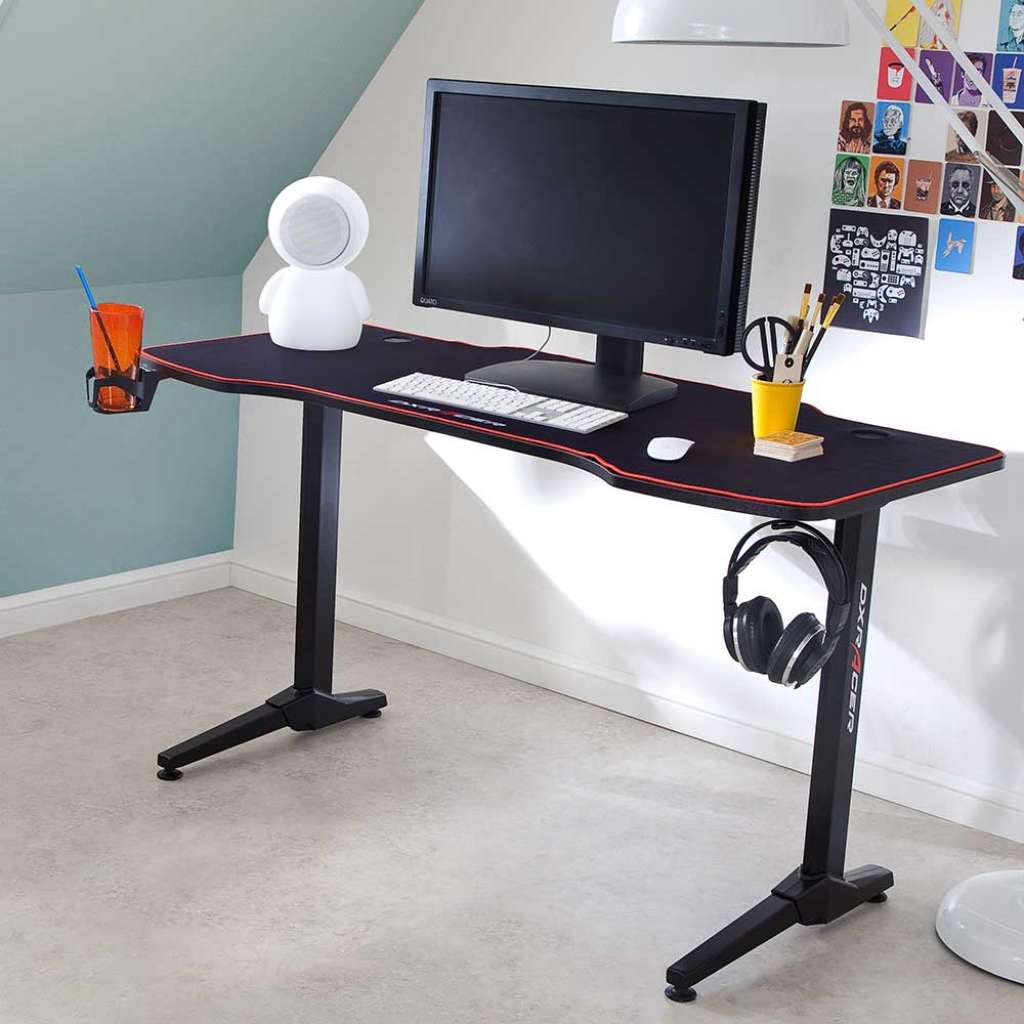 Laptopschreibtisch in Schwarz 140 cm breit