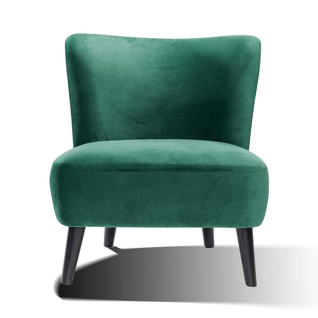 Samt Sessel in Grün 50 cm Sitztiefe