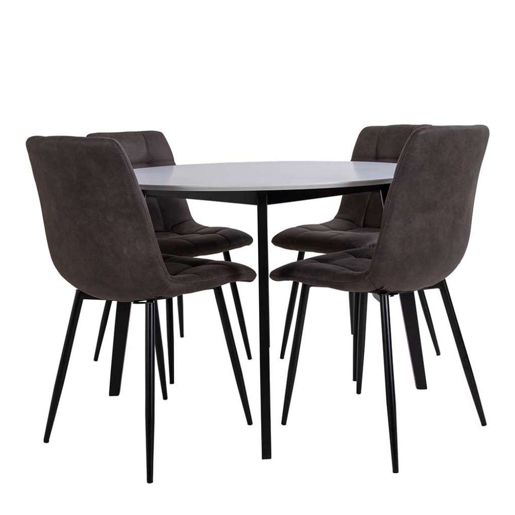 Esszimmer Sitzgruppe mit rundem Esstisch Skandi Design (5-teilig)