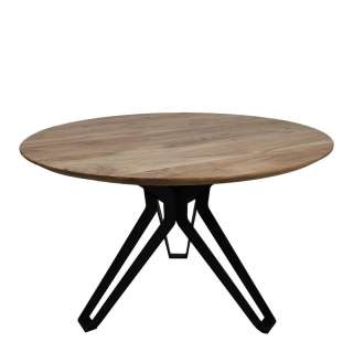 Runder Tisch im Loft Design Akazie Massivholz und Metall