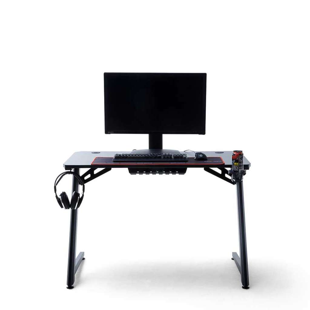 Designschreibtisch in Schwarz Kabeldurchlass