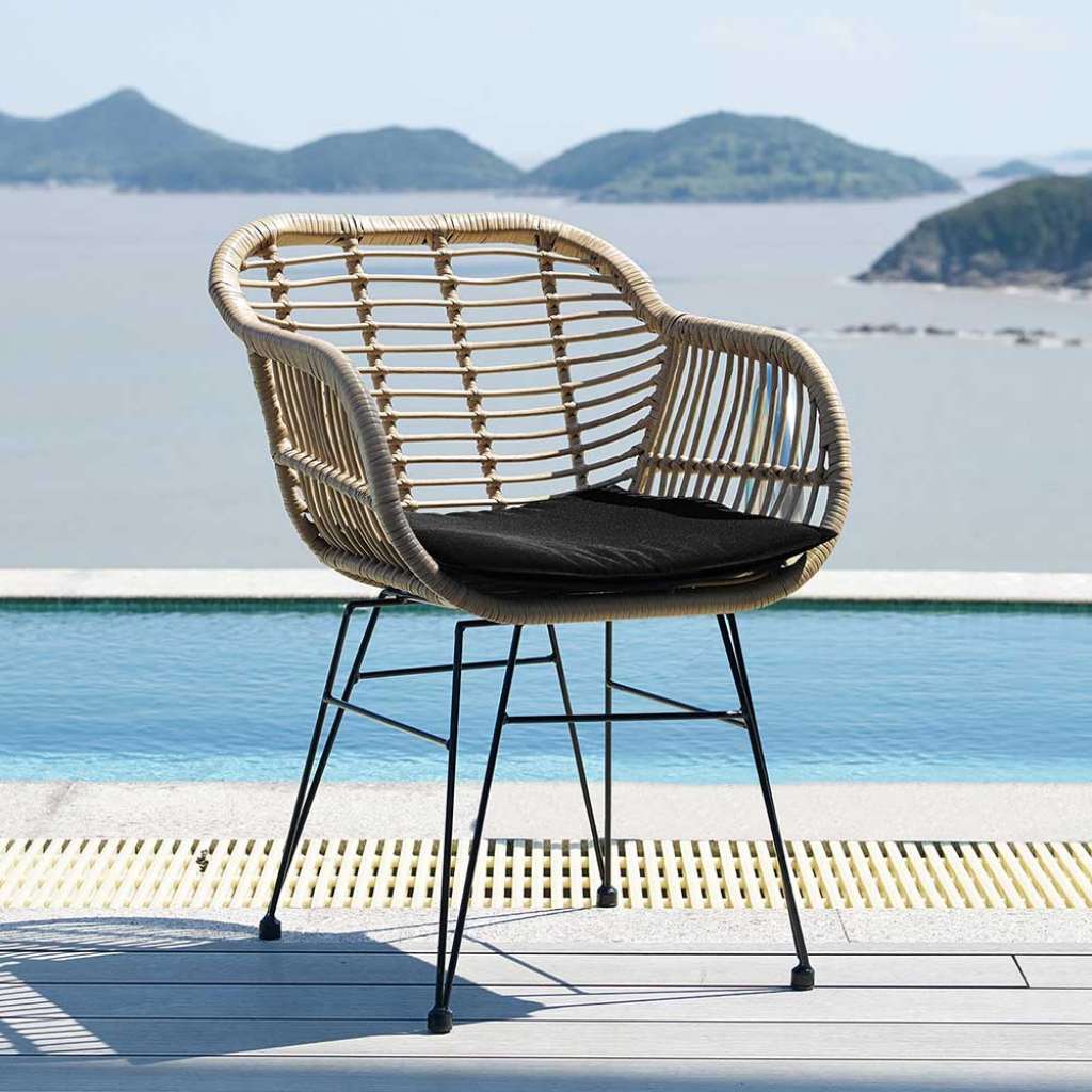 Flechtsessel aus Kunstrattan Beige (2er Set)