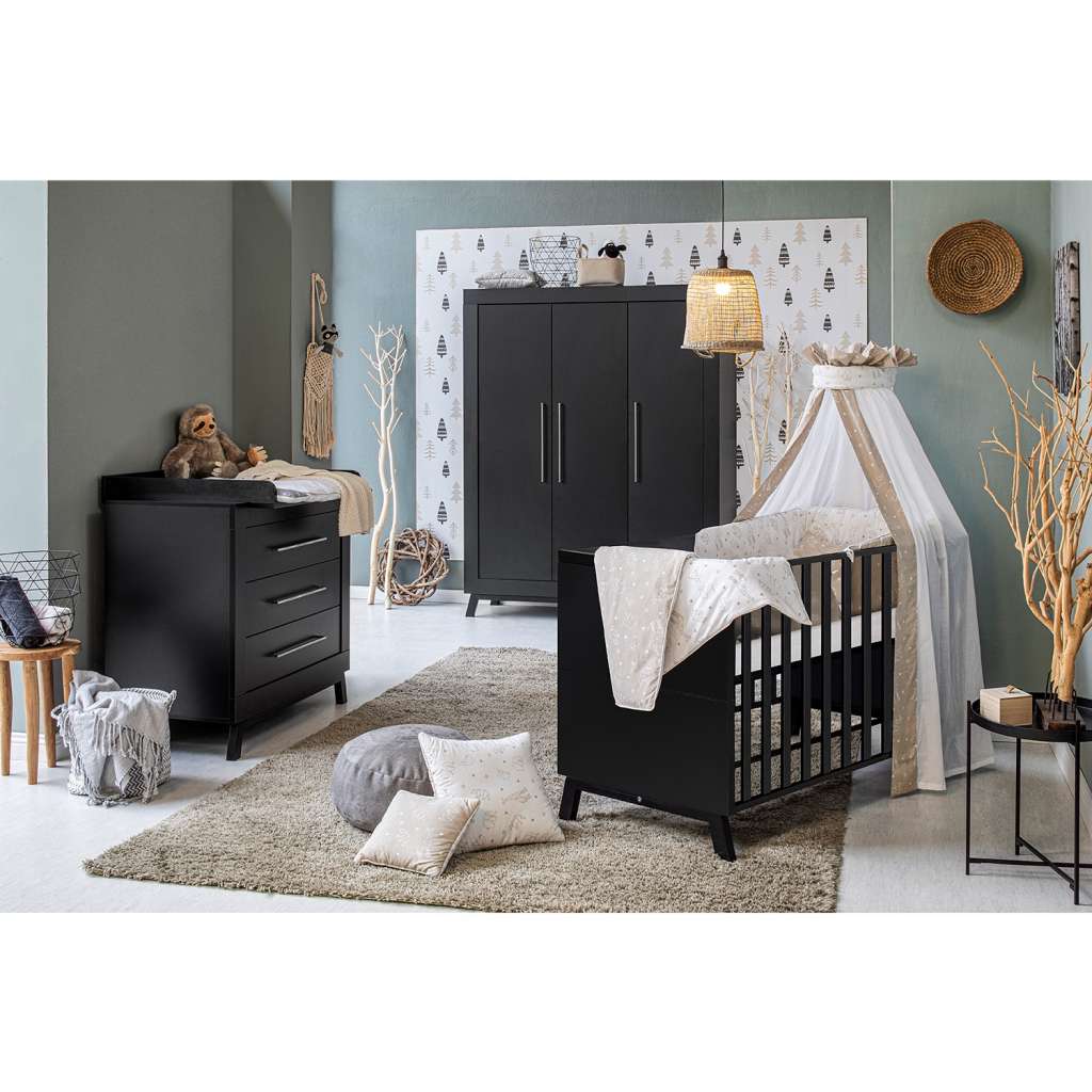 home24 Kinderzimmer-Set Miami Black II (3-tlg.)