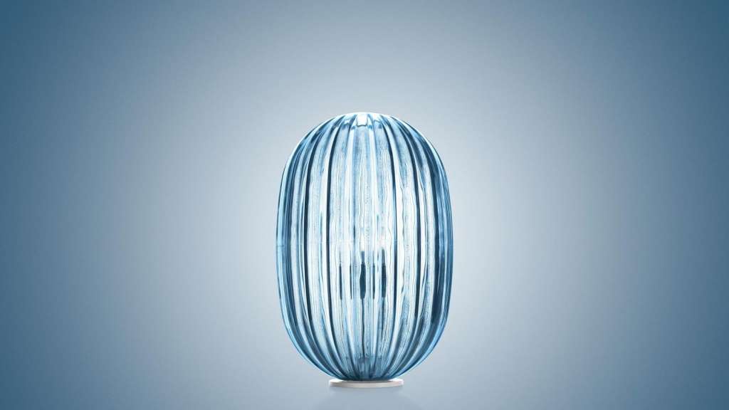 Foscarini - Plass Med.Tischleuchte Hellblau On/Off - indoor