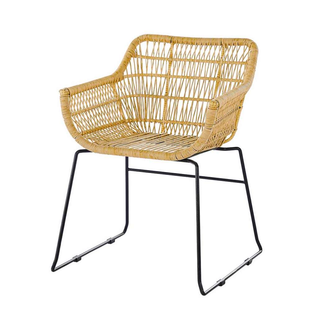 Kunstrattan Stühle in Beige Metallbügeln (2er Set)