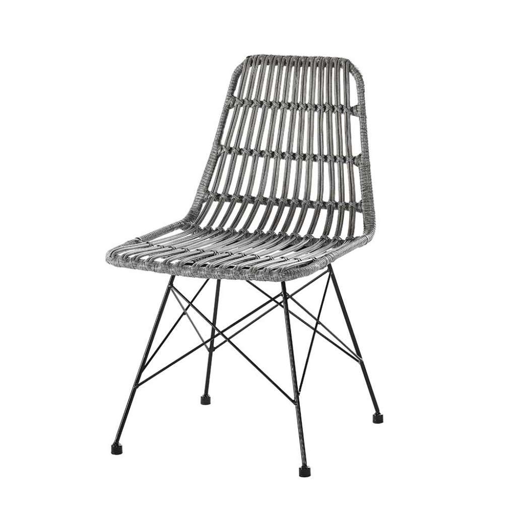 Outdoor Stühle in Grau Kunstrattan und Metall (2er Set)