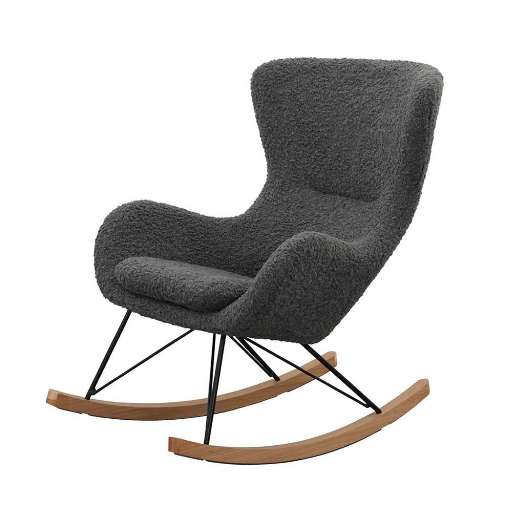 Ohren Schaukelsessel in Grau Webplüsch Skandi Design