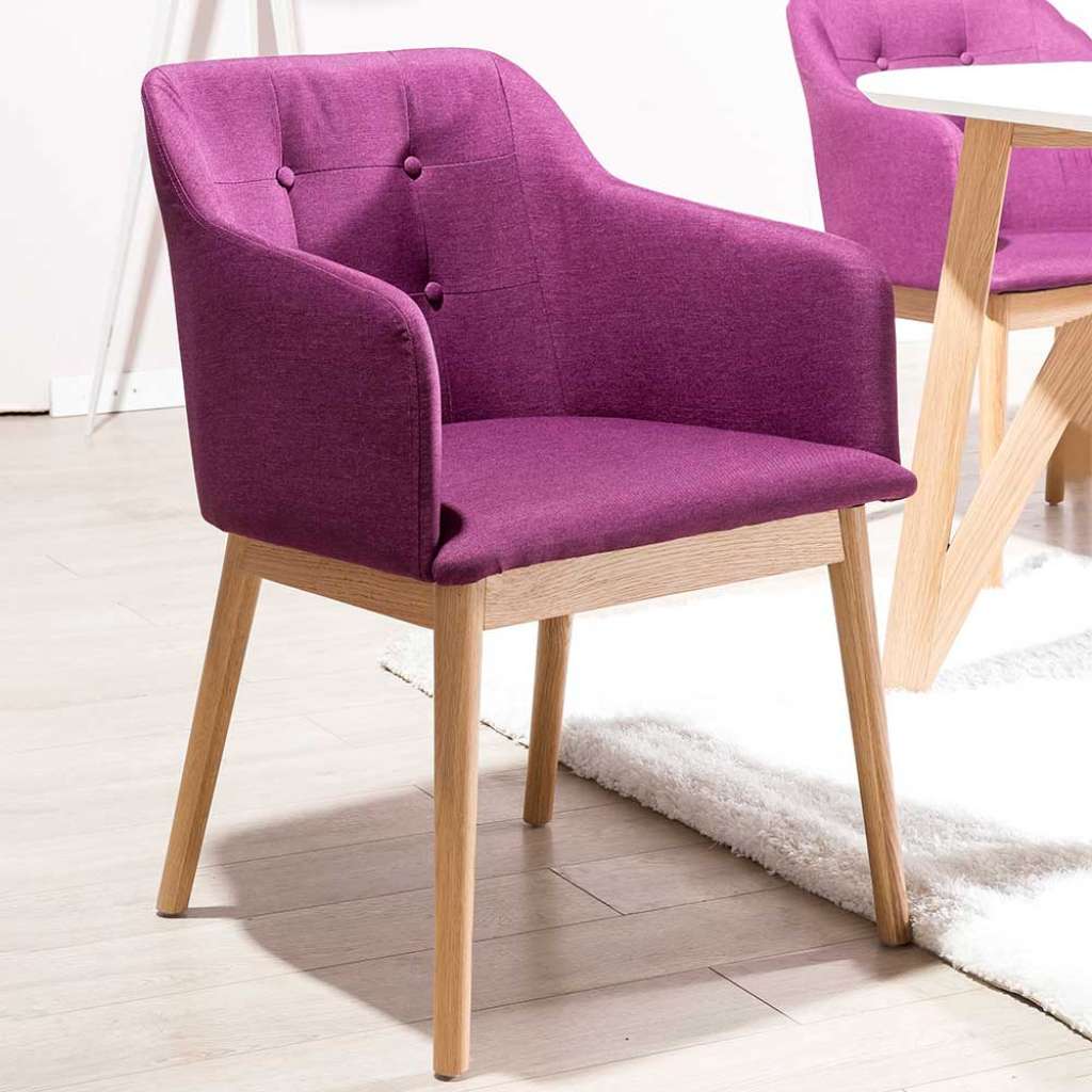 Armlehnenstuhl in Lila Webstoff Retrostil