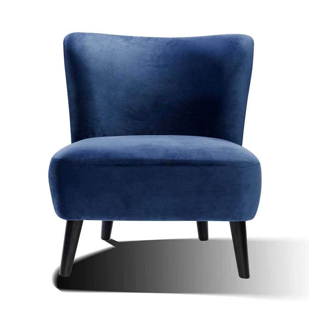 Polstersessel in Blau Samt Retro Design