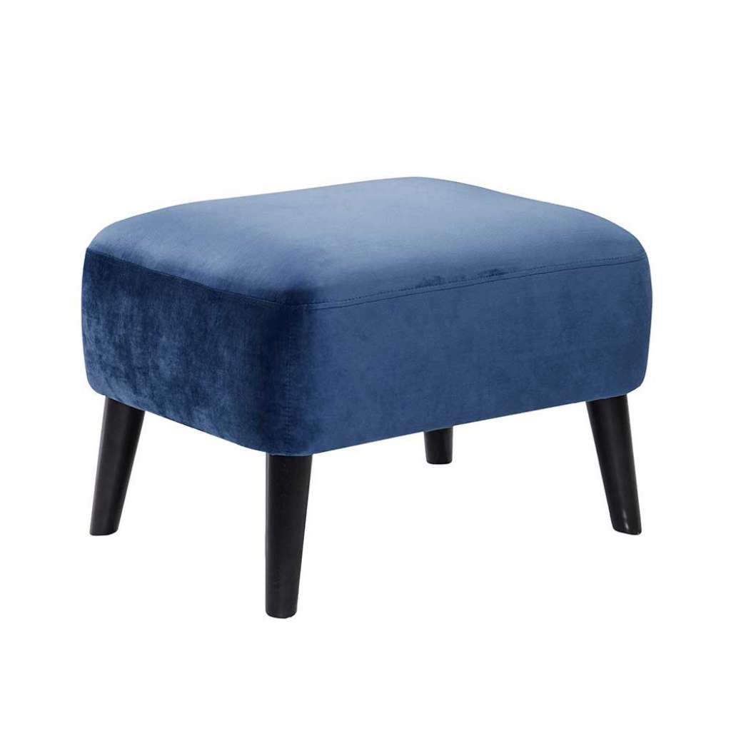 Samt Hocker in Blau Retrostil
