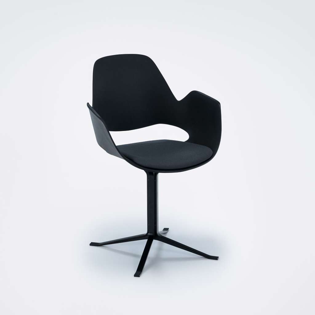 Houe - Falk Stuhl Säulengestell - Black - mit Sitzkissen dunkelgrau - indoor