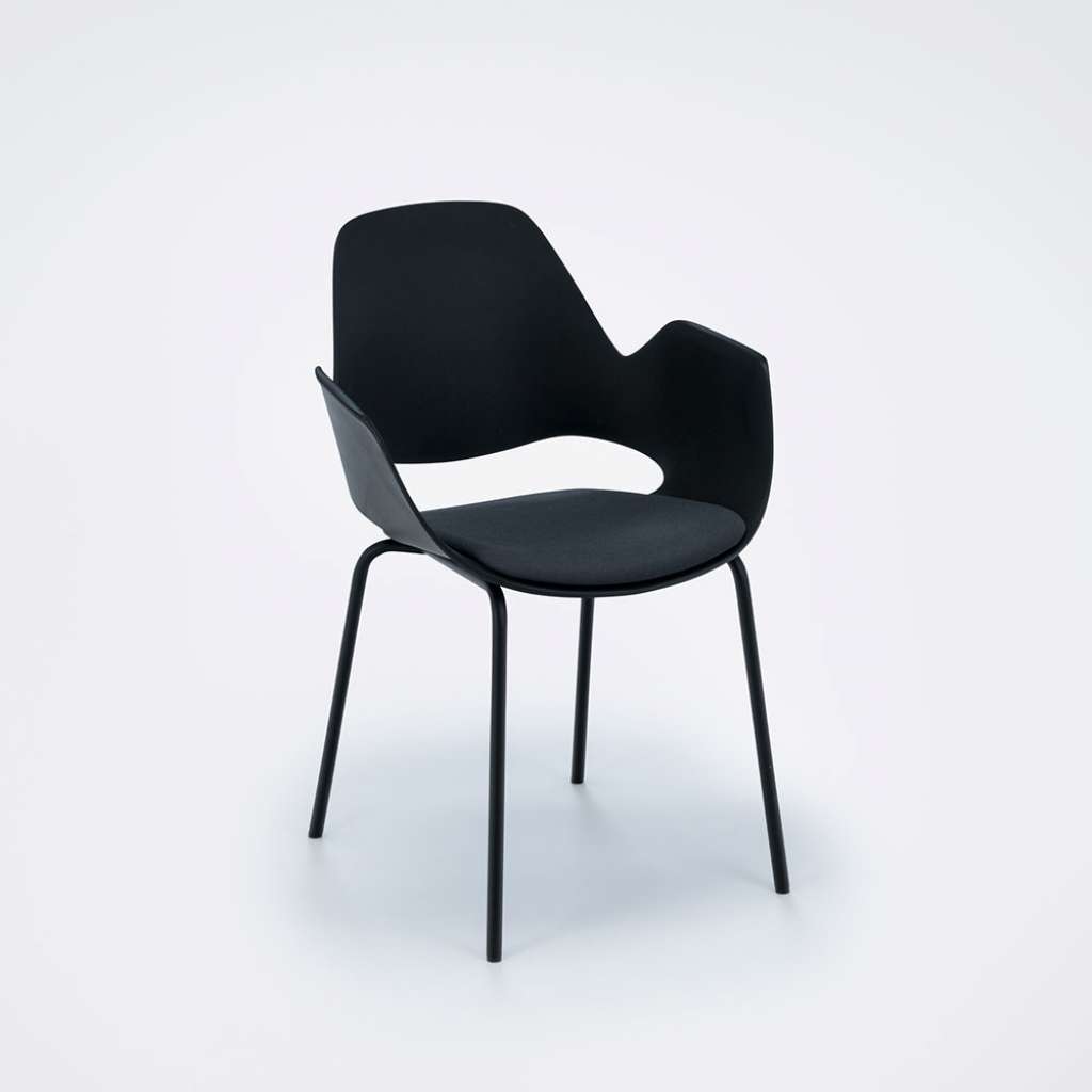 Houe - Falk Stuhl Metallgestell - Black - mit Sitzkissen dunkelgrau - indoor