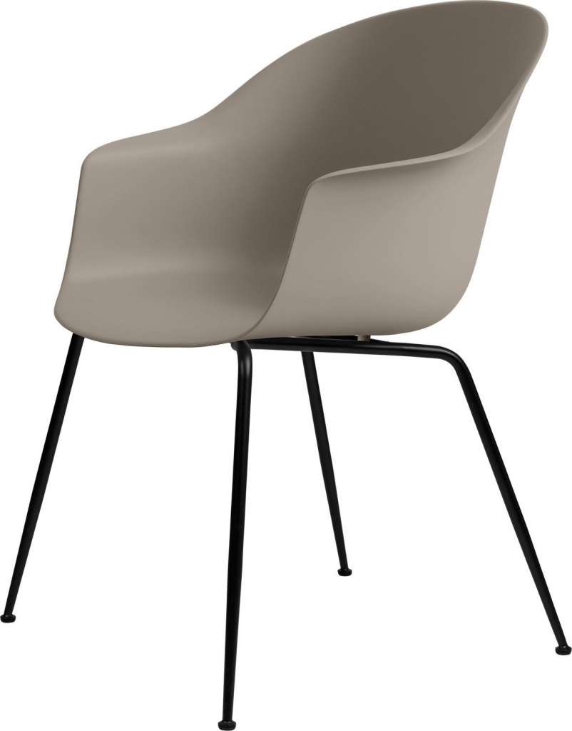 Gubi - Bat Dining Stuhl - new beige - schwarzes Metall - indoor