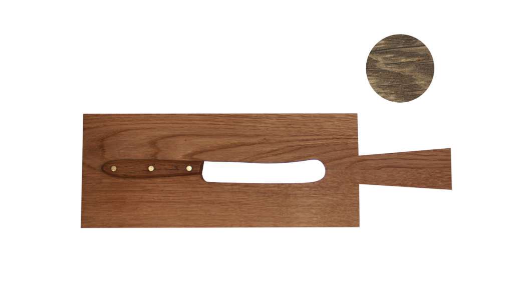 Raumgestalt - Brett mit Messer - Eiche dunkel geölt - indoor