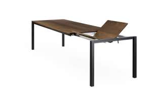 Janua - S 600 Ausziehtisch - 6 Lamellen - Eiche roheffekt gebeizt und lackiert - Gestell Verkehrsweiß - 220x100 - indoor