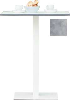 Way Tisch - Platte zementoptik - 60 x 60 cm - Gestell weiß - Säule 5 x 5 cm - indoor