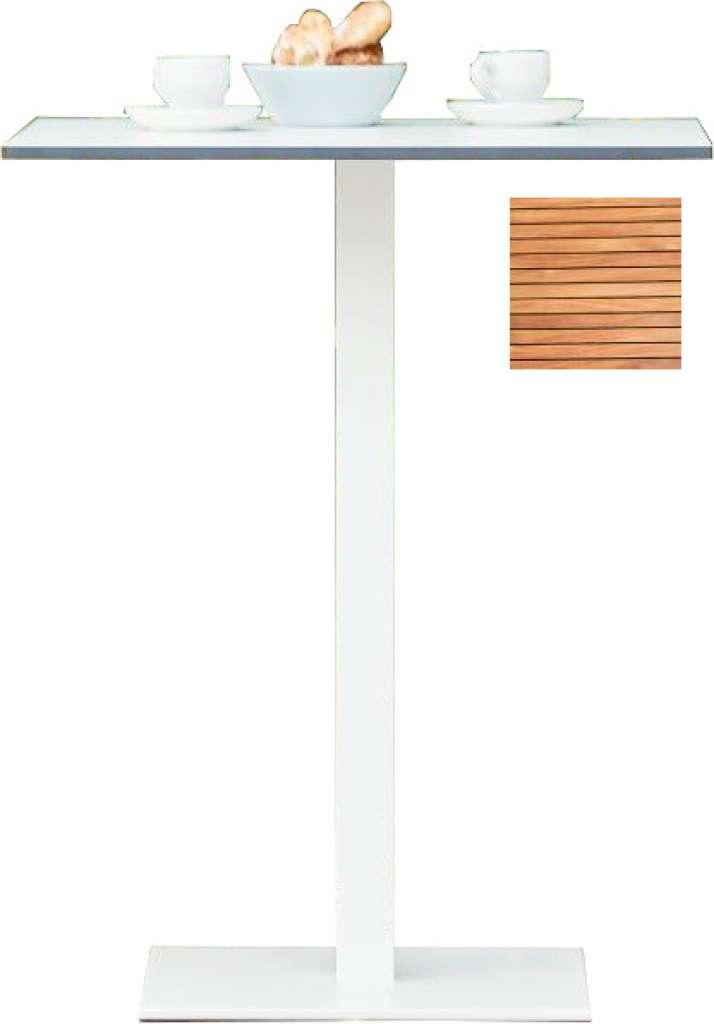 Way Tisch - Platte Teak natur - 60 x 60 cm - Gestell weiß - Säule 5 x 5 cm - indoor