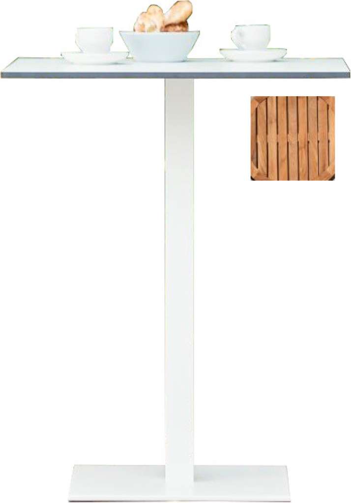Way Tisch - Platte Teak natur - Ø 60 cm - Gestell weiß - Säule 5 x 5 cm - indoor